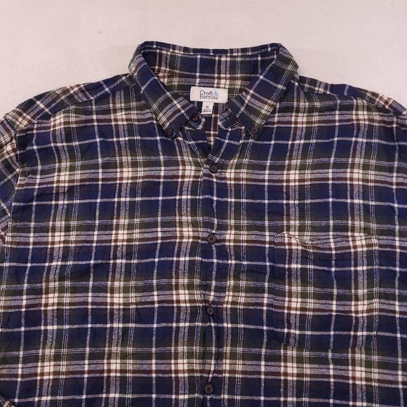 Croft & Barrow Tartan Flannel Casual Button Up Shirt Mens Size XL Blue Green - Picture 1 of 10